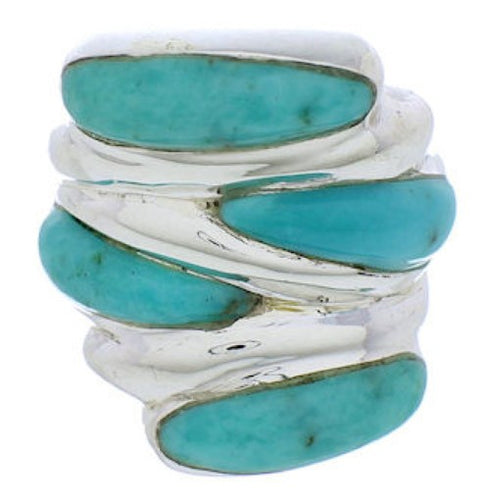 Turquoise Inlay Sterling Silver Southwest Ring Size 8 RX102045